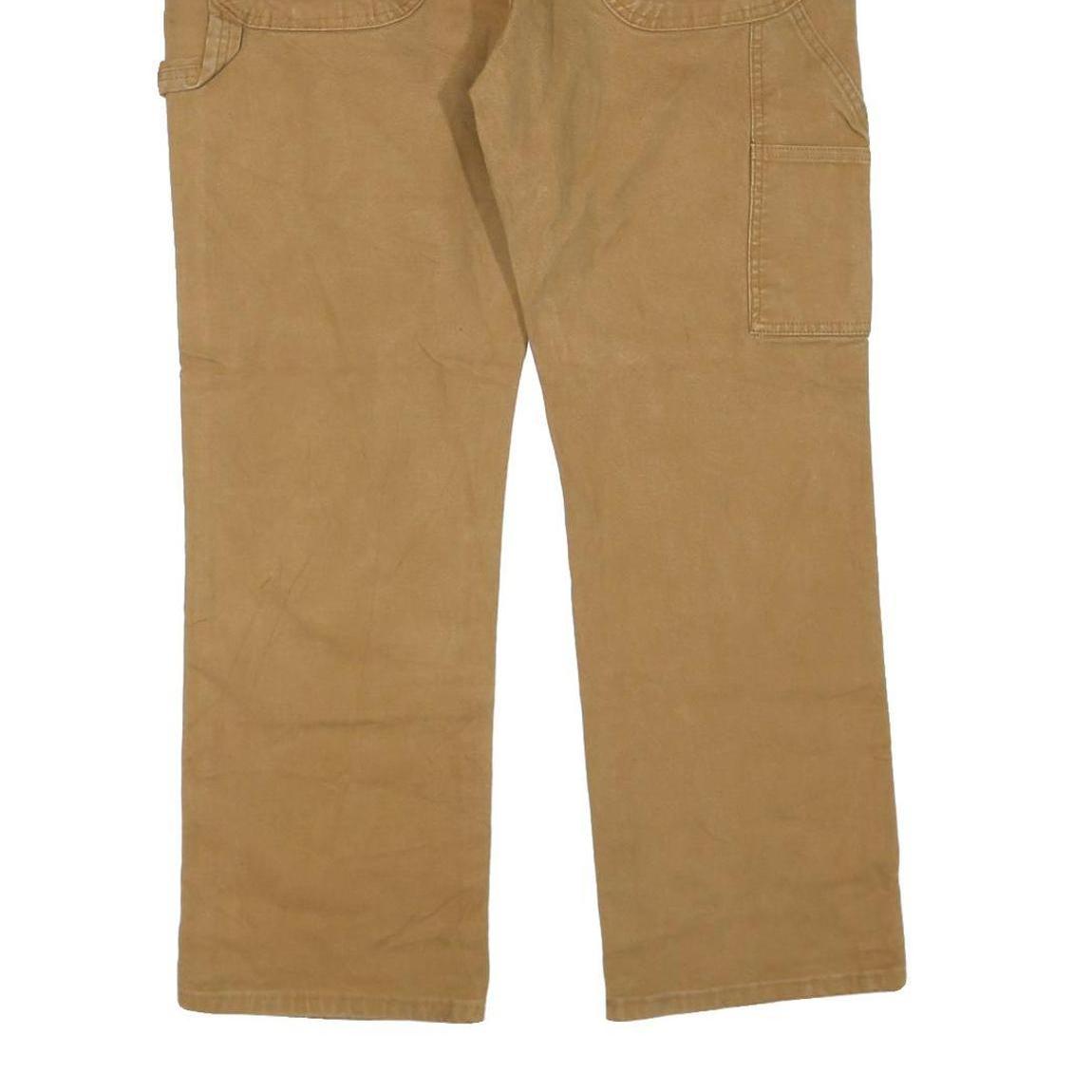 DICKIES Mens Regular Fit Straight Beige Cotton Blend Workwear W36 L30 Zip Jeans