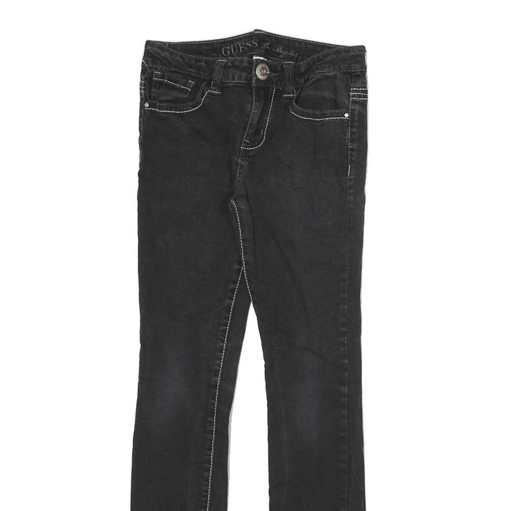 GUESS Womens Black Slim Jeans Denim W24 L25 Contrast Stitching Zip Closure