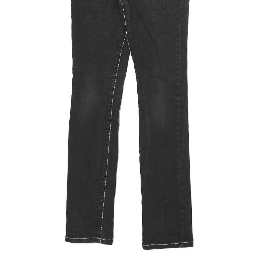 GUESS Womens Black Slim Jeans Denim W24 L25 Contrast Stitching Zip Closure