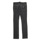 GUESS Womens Black Slim Jeans Denim W24 L25 Contrast Stitching Zip Closure