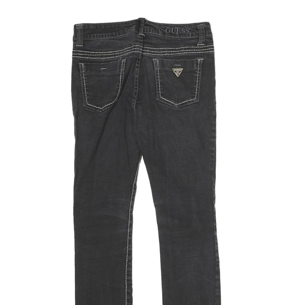 GUESS Womens Black Slim Jeans Denim W24 L25 Contrast Stitching Zip Closure
