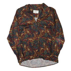 FREEDBERG Womens Red & Green Printed Button Long Sleeve Collared L Cotton Blend