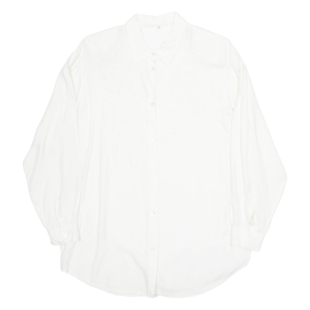 Womens Shirt White Collared Long Sleeve Viscose M