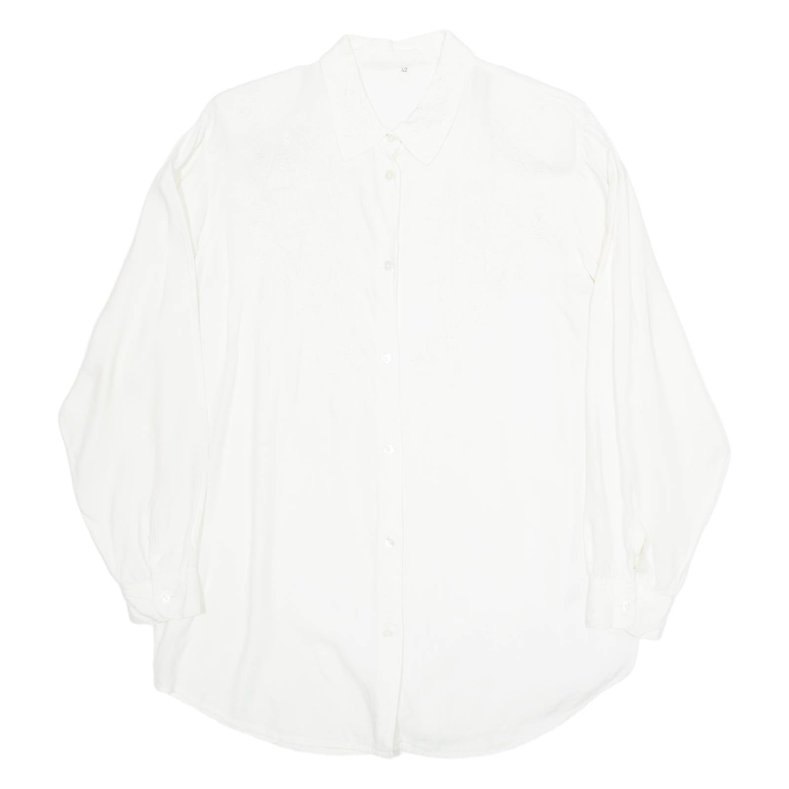 Womens Shirt White Collared Long Sleeve Viscose M