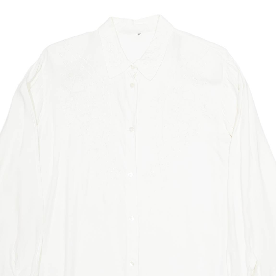 Womens Shirt White Collared Long Sleeve Viscose M