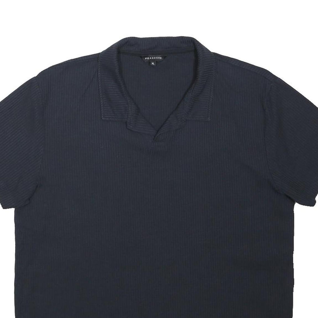 PEACOCKS Mens Navy Blue Short Sleeve Plain XL Cotton Blend Polo Shirt
