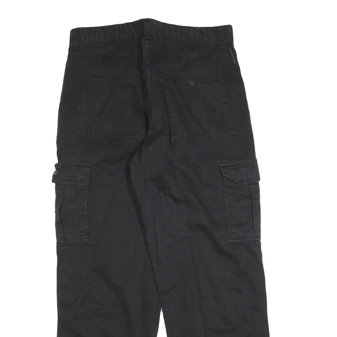 WRANGLER Mens Regular Black Cargo Trousers W32 L32 Cotton Blend Zip Pockets