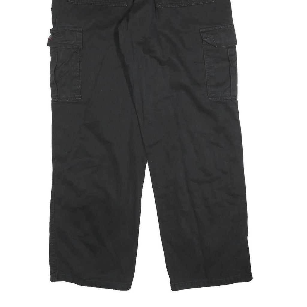 WRANGLER Mens Regular Black Cargo Trousers W32 L32 Cotton Blend Zip Pockets