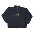 TAYLOR Womens Navy Blue Cat Embroidered 1/4 Zip M Sweatshirt Casual Cotton Blend
