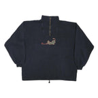 TAYLOR Womens Navy Blue Cat Embroidered 1/4 Zip M Sweatshirt Casual Cotton Blend