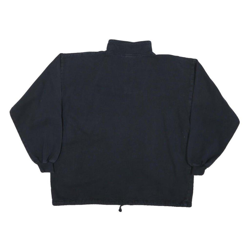 TAYLOR Womens Navy Blue Cat Embroidered 1/4 Zip M Sweatshirt Casual Cotton Blend