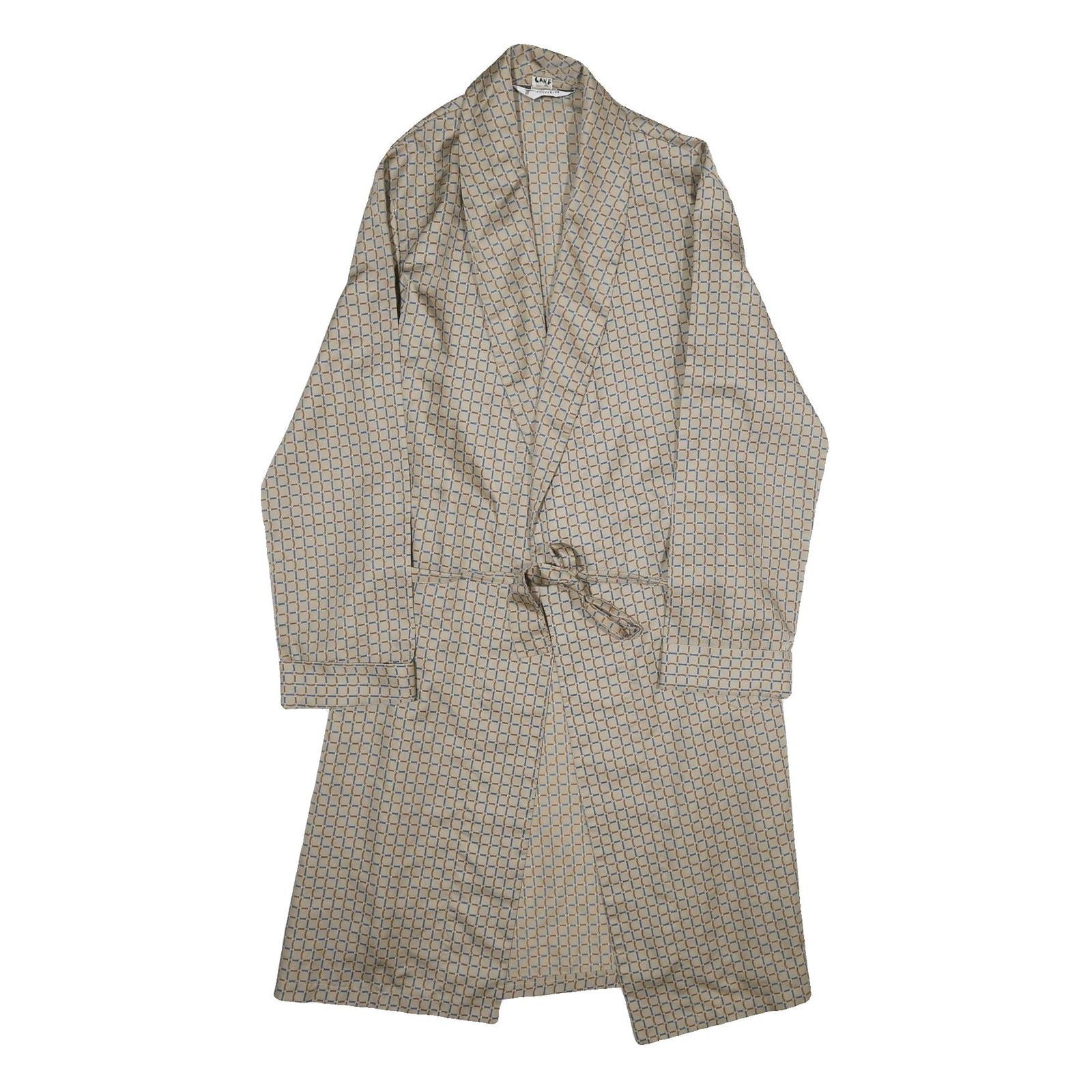 TOOTAL Mens Beige & Blue Printed Drawstring Jacket L Polyester Geometric Pattern