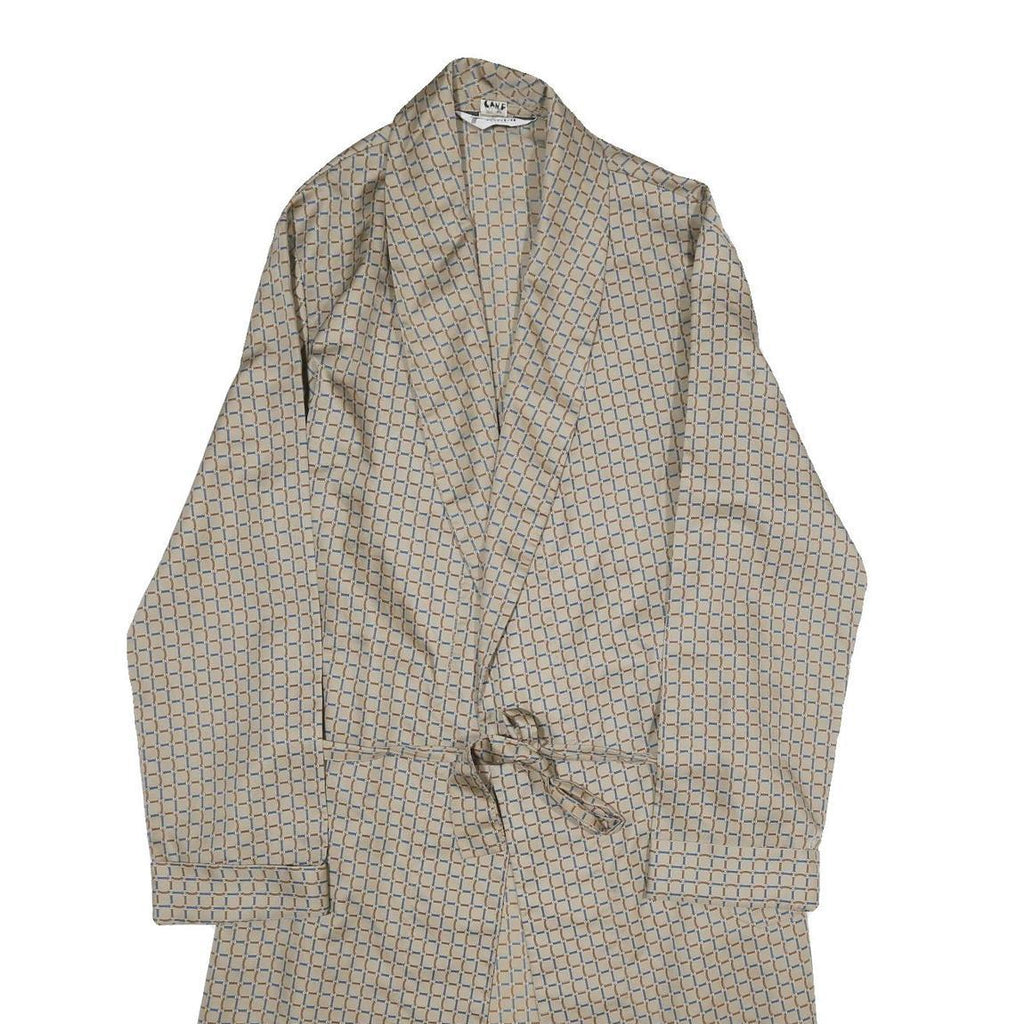 TOOTAL Mens Beige & Blue Printed Drawstring Jacket L Polyester Geometric Pattern