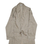 TOOTAL Mens Beige & Blue Printed Drawstring Jacket L Polyester Geometric Pattern