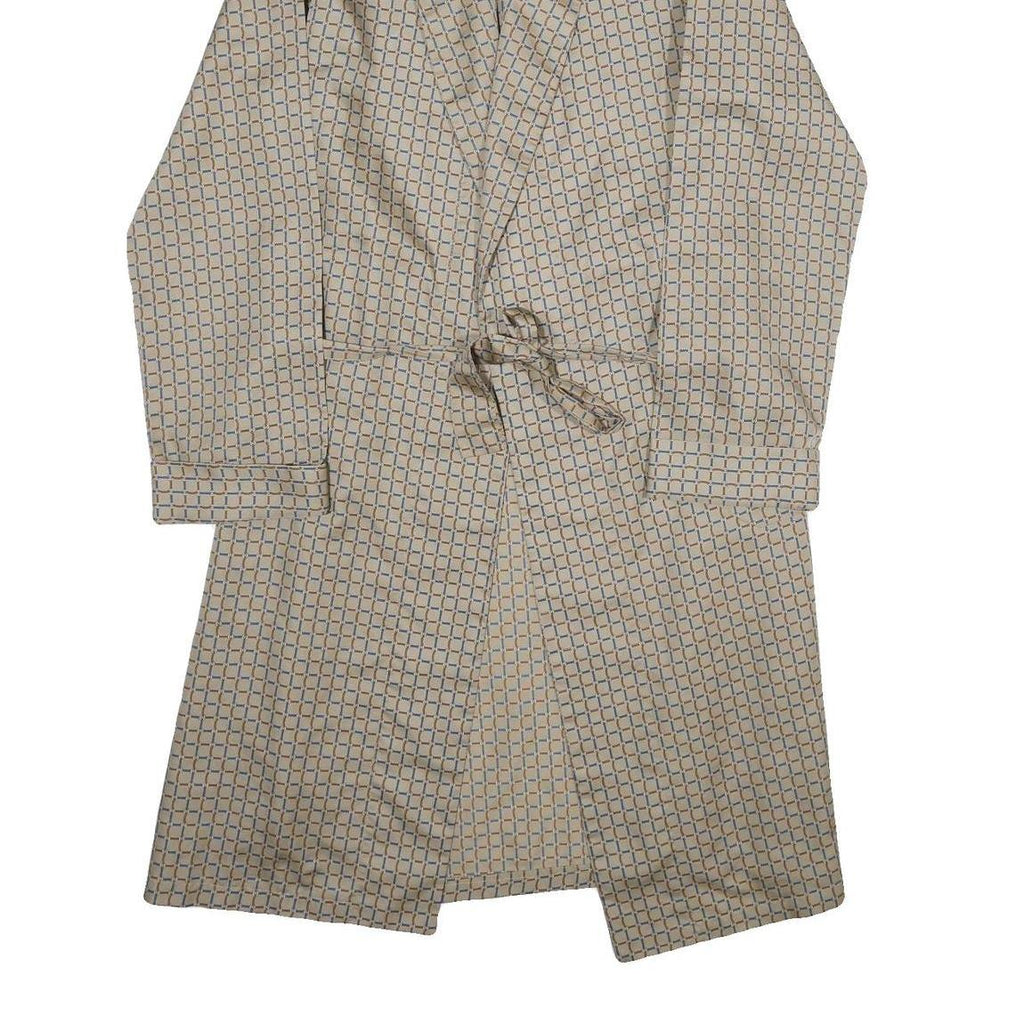 TOOTAL Mens Beige & Blue Printed Drawstring Jacket L Polyester Geometric Pattern