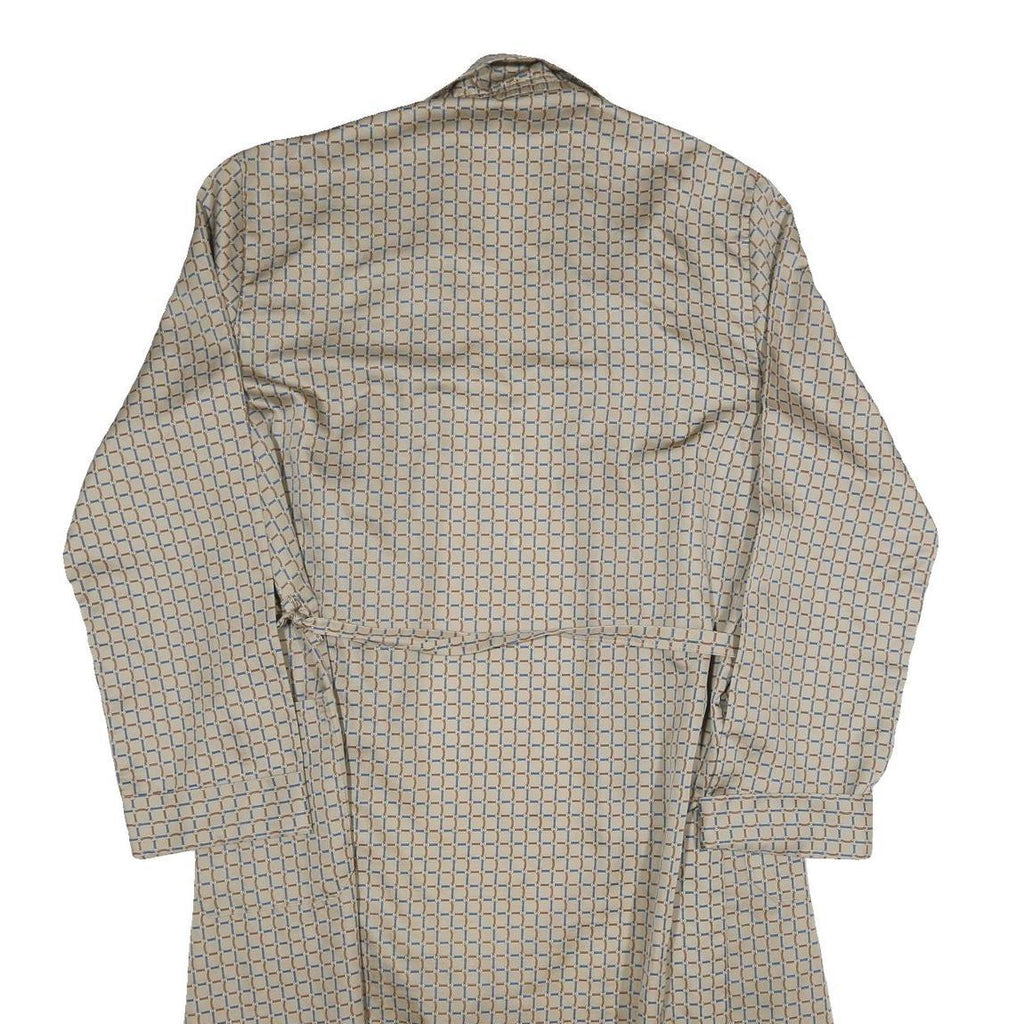 TOOTAL Mens Beige & Blue Printed Drawstring Jacket L Polyester Geometric Pattern