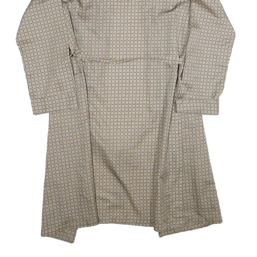 TOOTAL Mens Beige & Blue Printed Drawstring Jacket L Polyester Geometric Pattern