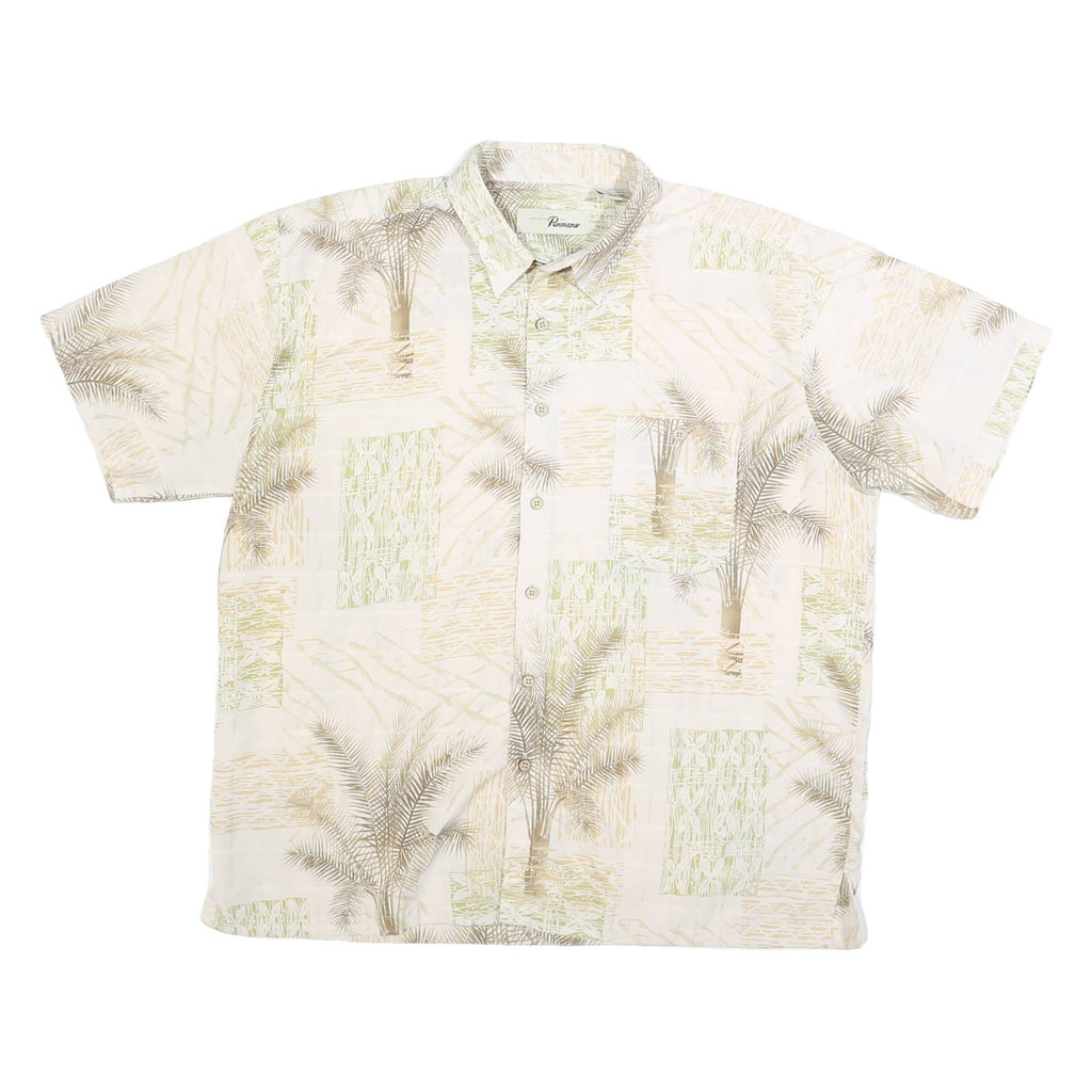 PENMANS Mens Beige Palm Tree Print Shirt L Casual Summer Holiday Beachwear