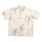 PENMANS Mens Beige Palm Tree Print Shirt L Casual Summer Holiday Beachwear