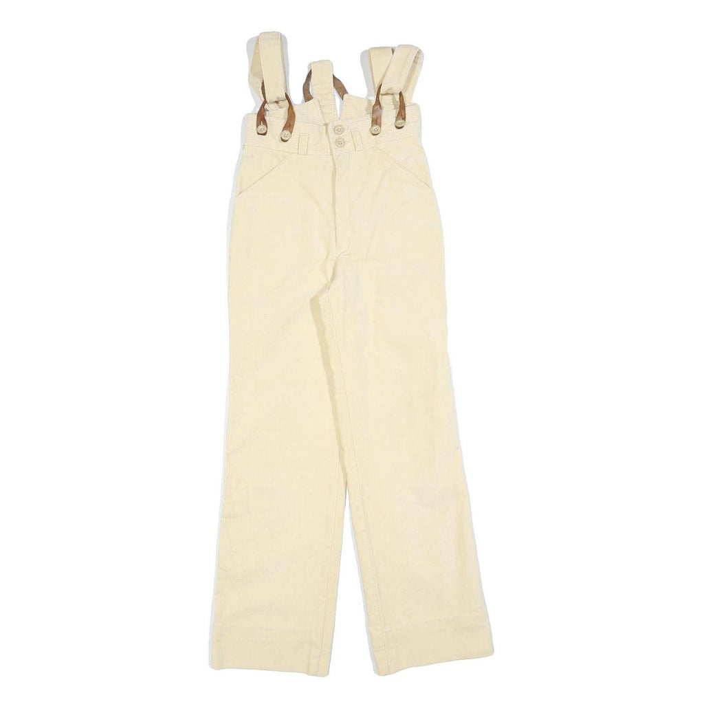 JUST Girls Cotton Blend Cream Relaxed Straight Trousers W24 L28 Suspender Zip