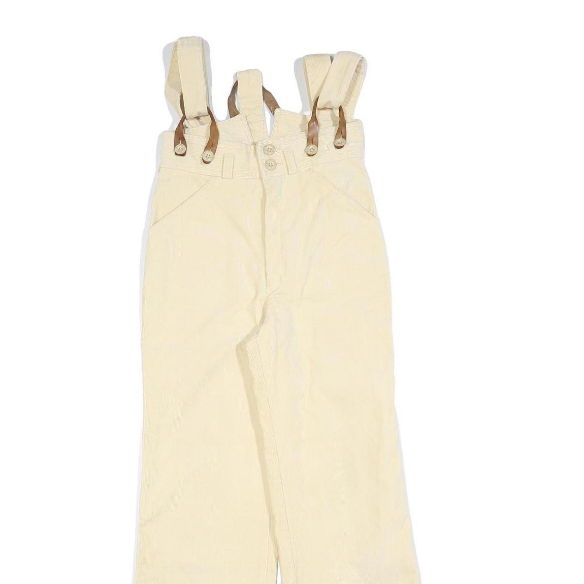 JUST Girls Cotton Blend Cream Relaxed Straight Trousers W24 L28 Suspender Zip