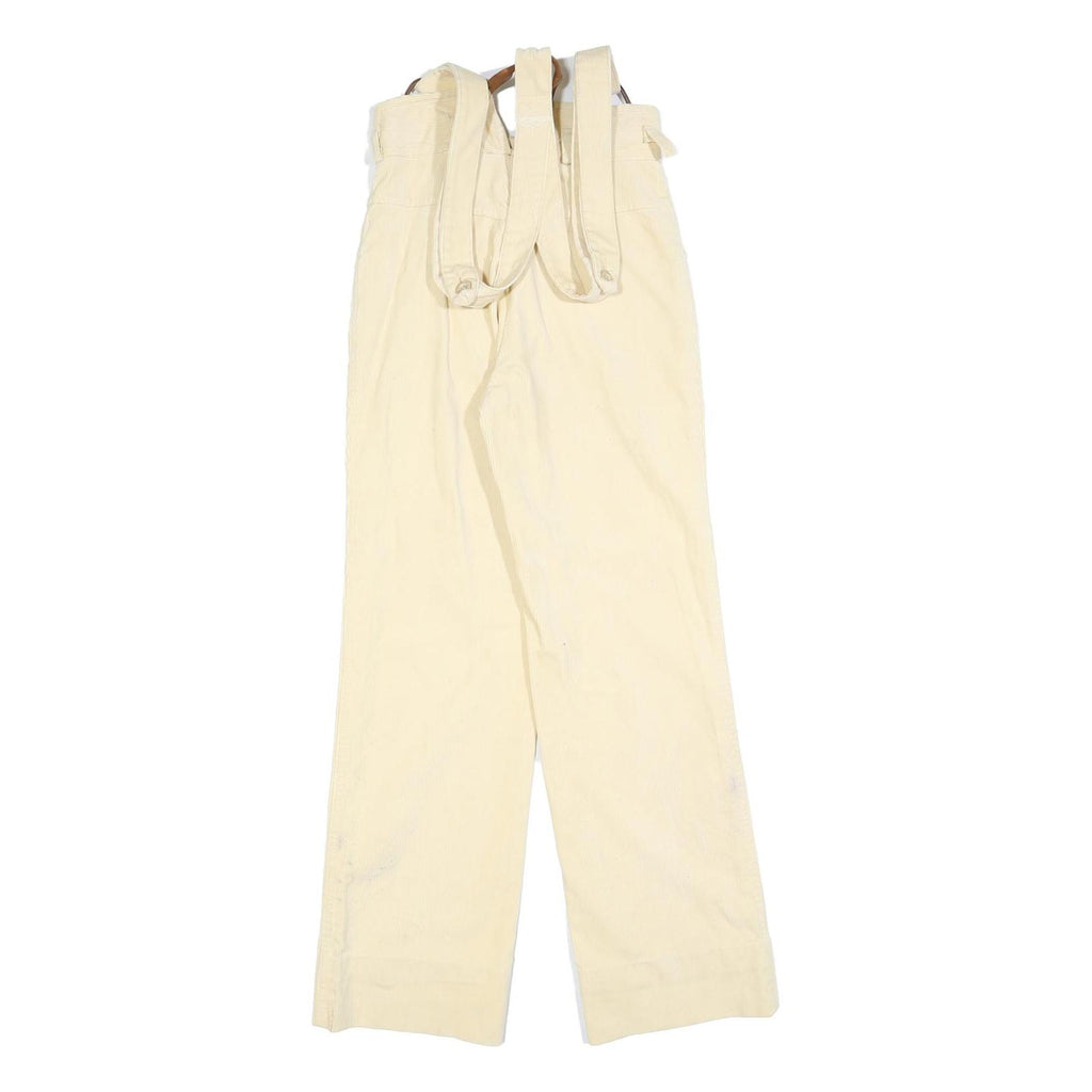 JUST Girls Cotton Blend Cream Relaxed Straight Trousers W24 L28 Suspender Zip