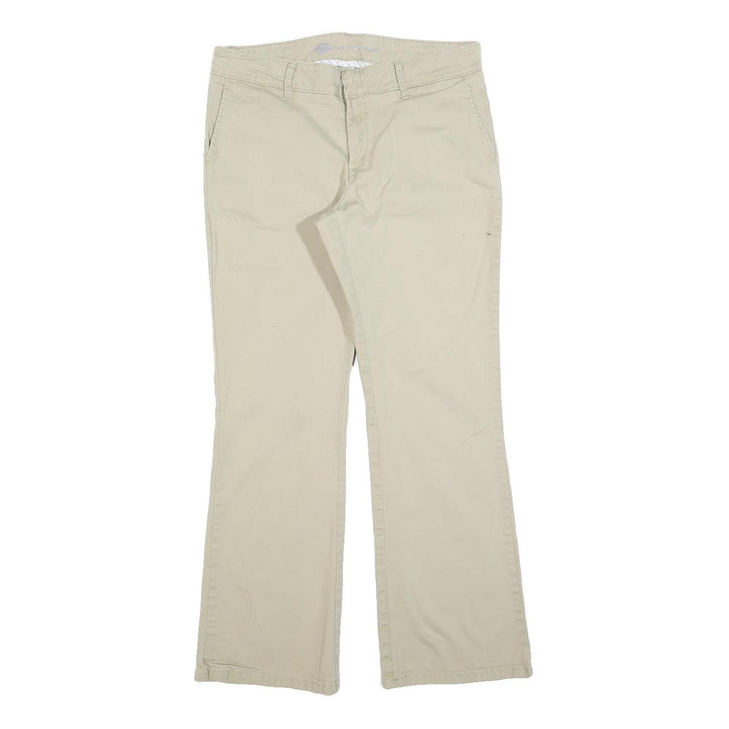 DICKIES Womens Cotton Blend Beige Slim Straight Trousers W30 L28 Workwear Casual