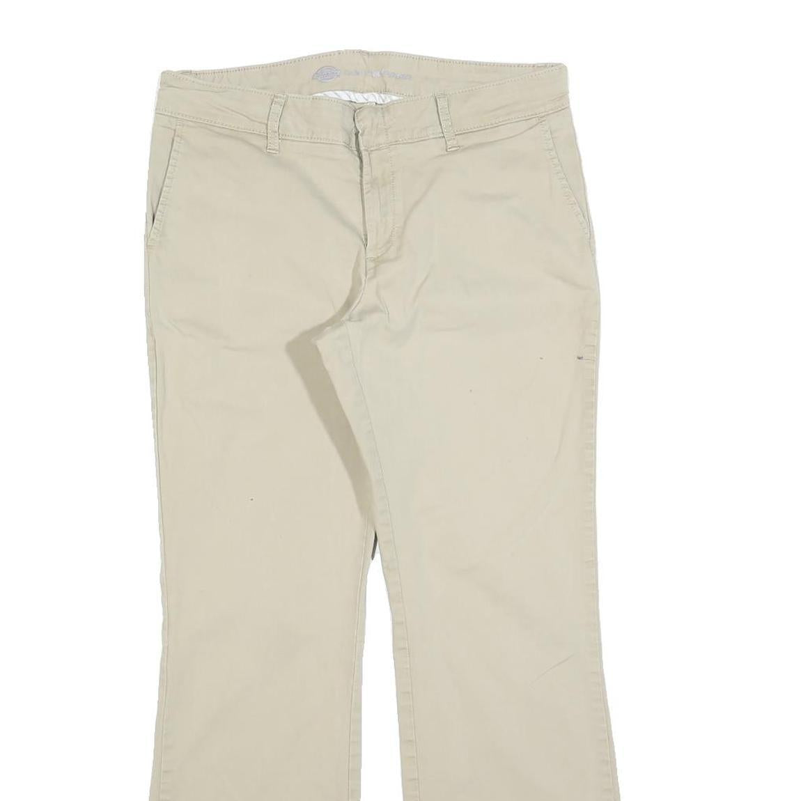 DICKIES Womens Cotton Blend Beige Slim Straight Trousers W30 L28 Workwear Casual