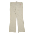 DICKIES Womens Cotton Blend Beige Slim Straight Trousers W30 L28 Workwear Casual
