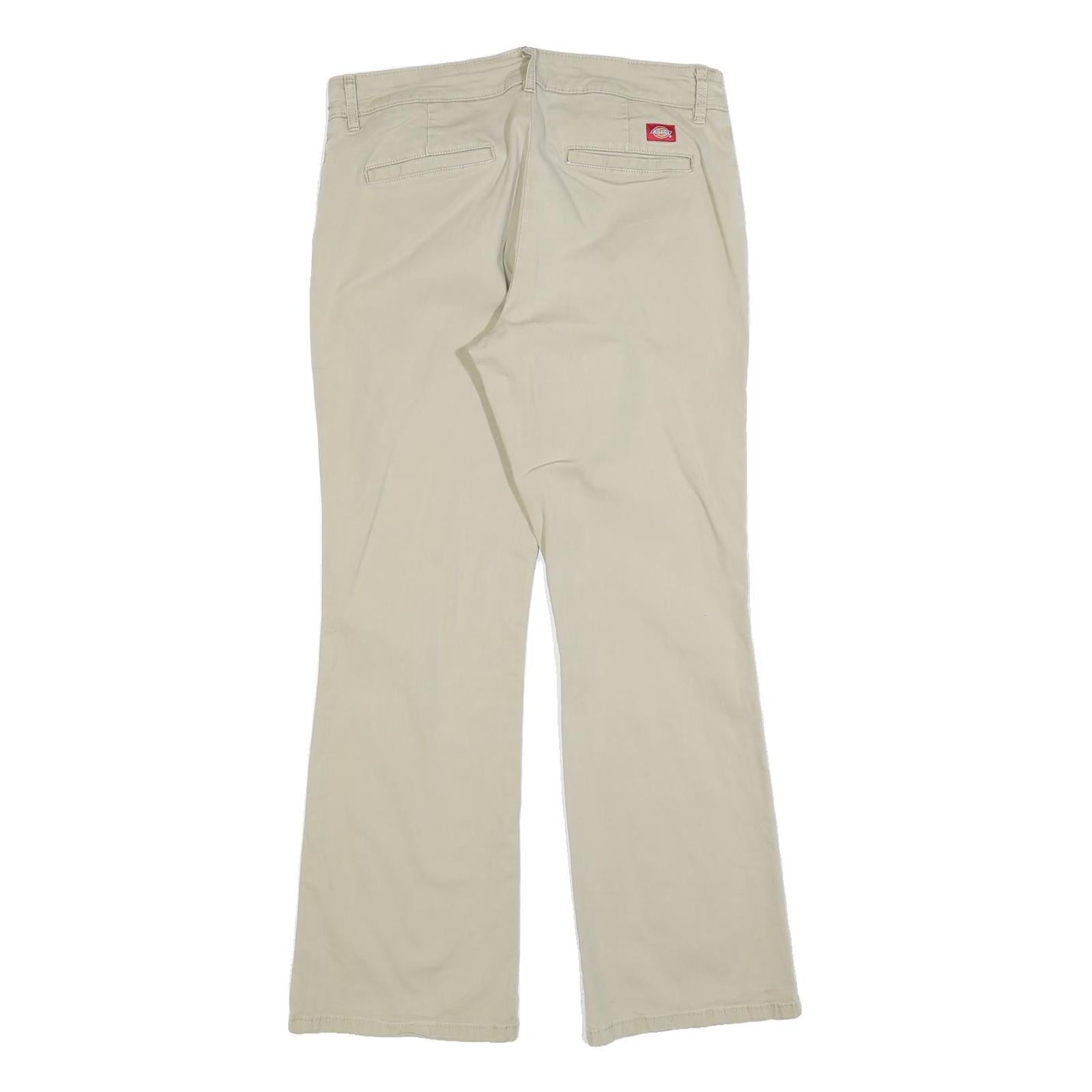 DICKIES Womens Cotton Blend Beige Slim Straight Trousers W30 L28 Workwear Casual