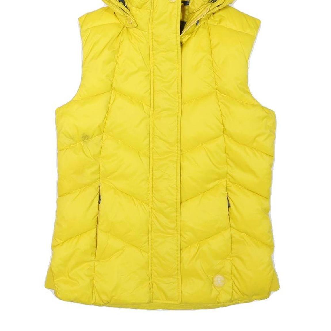BARBOUR Womens Yellow Puffer Waistcoat UK 8 Polyester Blend Hooded Zip Casual