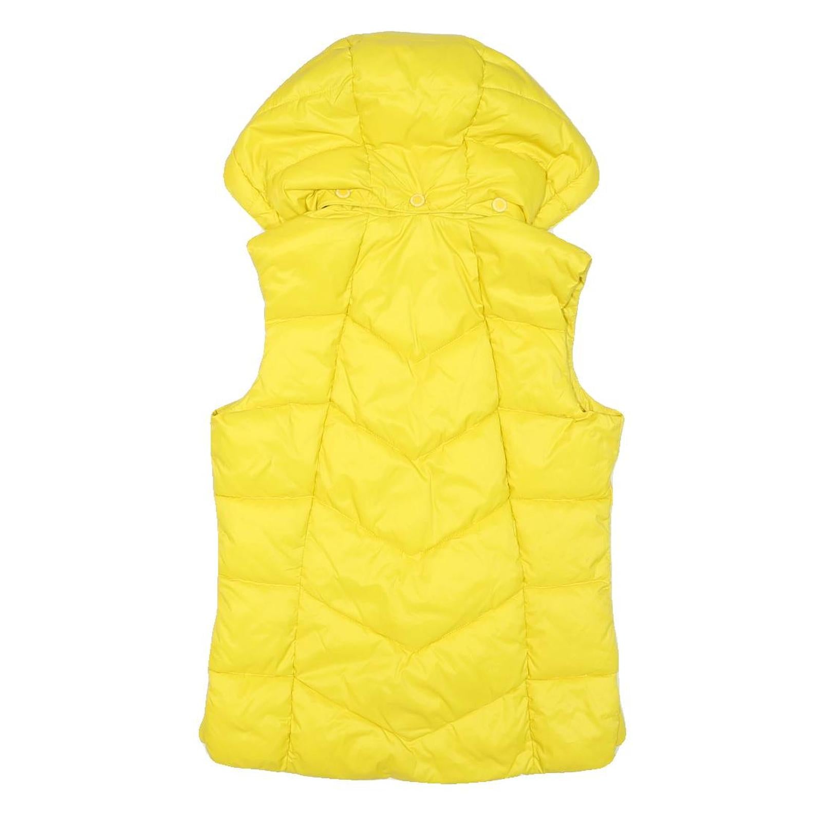 BARBOUR Womens Yellow Puffer Waistcoat UK 8 Polyester Blend Hooded Zip Casual