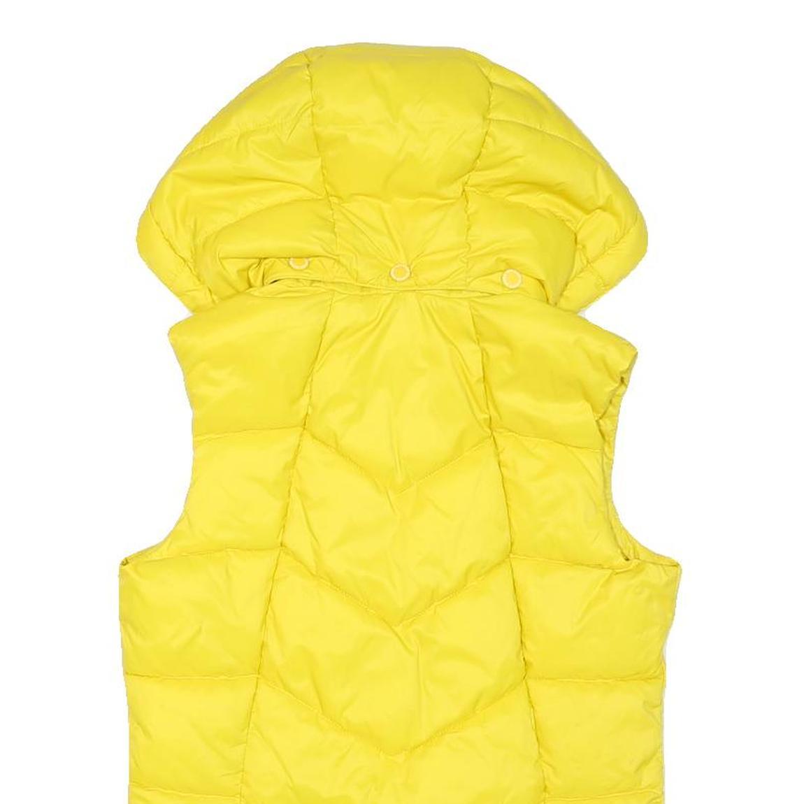 BARBOUR Womens Yellow Puffer Waistcoat UK 8 Polyester Blend Hooded Zip Casual