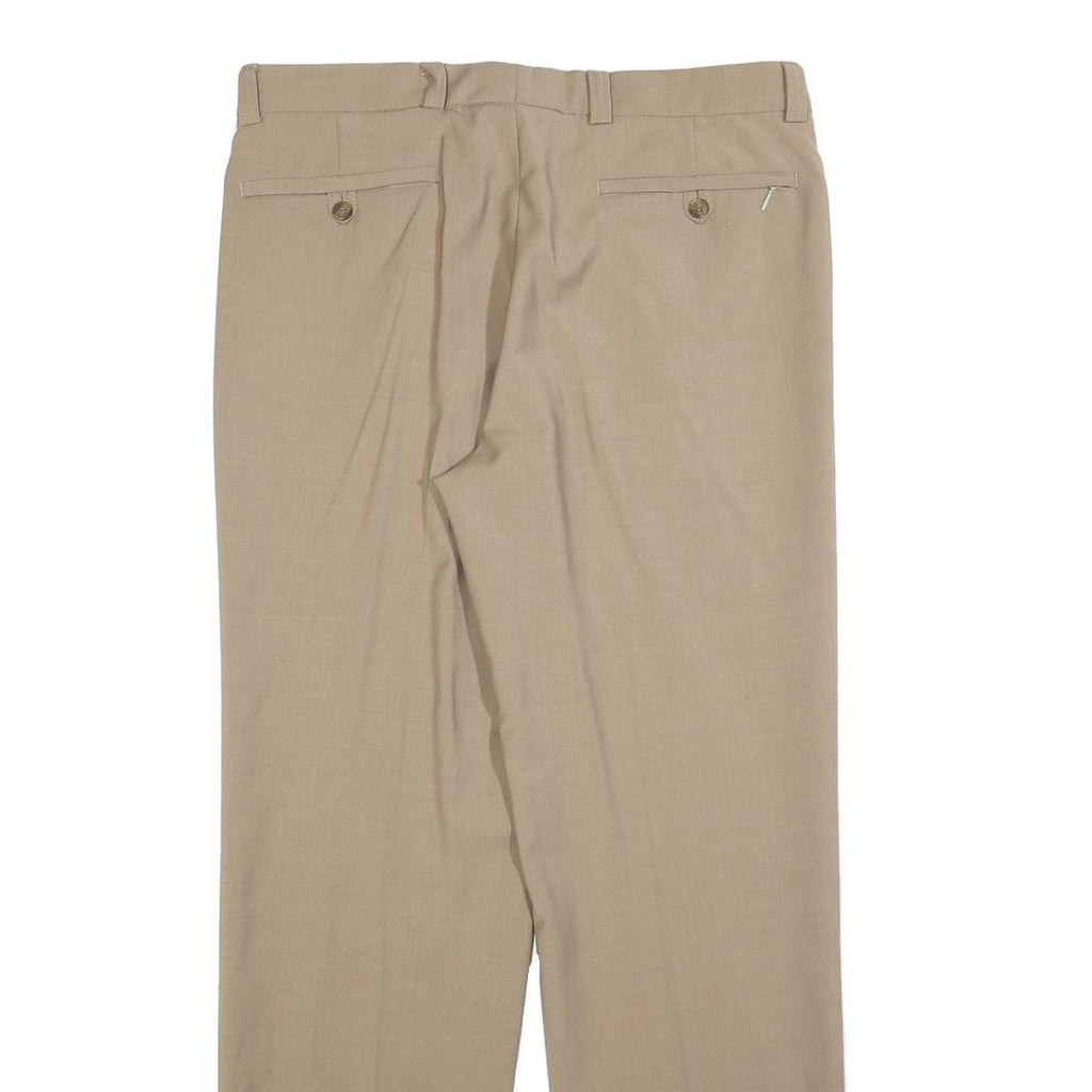 FIRST AVENUE Mens Wool Blend Beige Regular Fit Straight Leg Trousers W34 L32