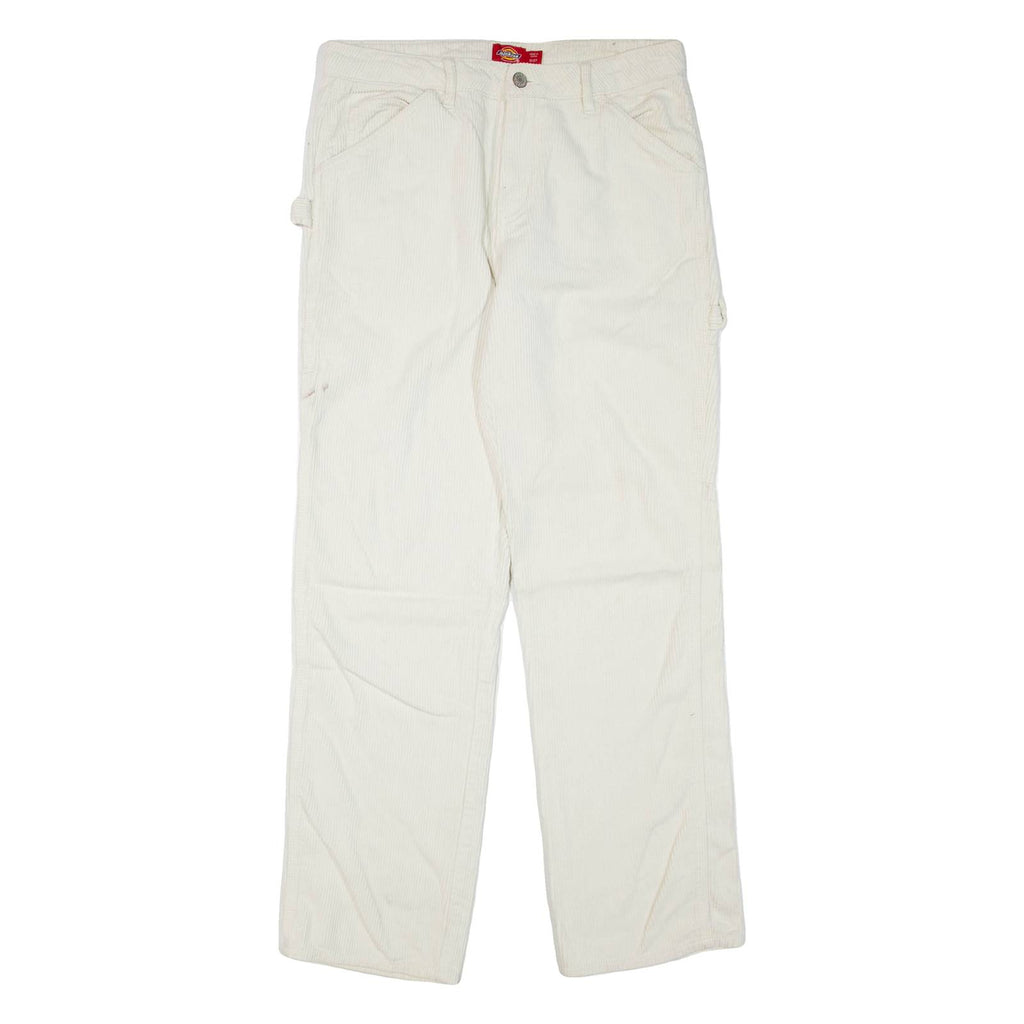 DICKIES Womens Corduroy Trousers White Regular Straight W30 L32
