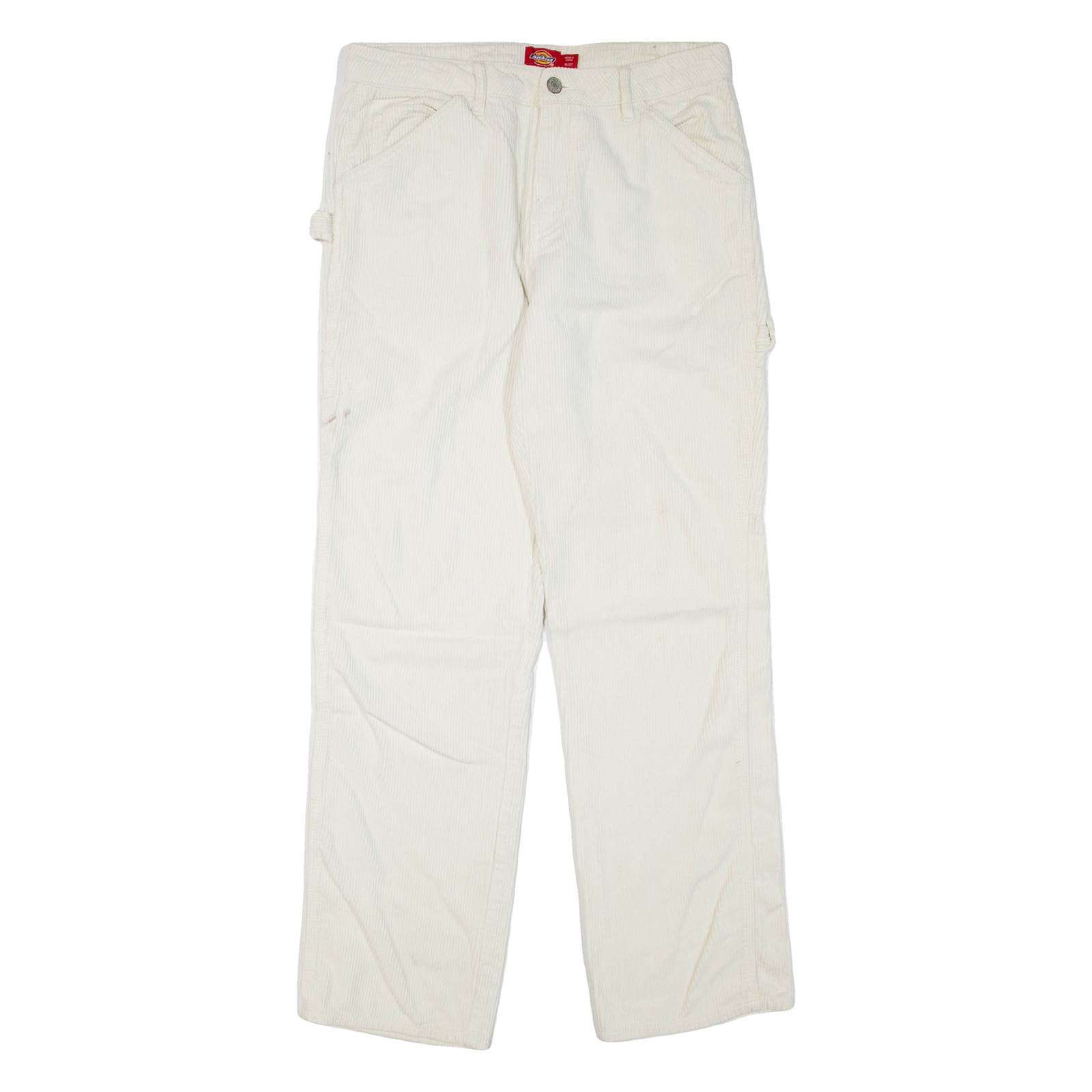 DICKIES Womens Corduroy Trousers White Regular Straight W30 L32