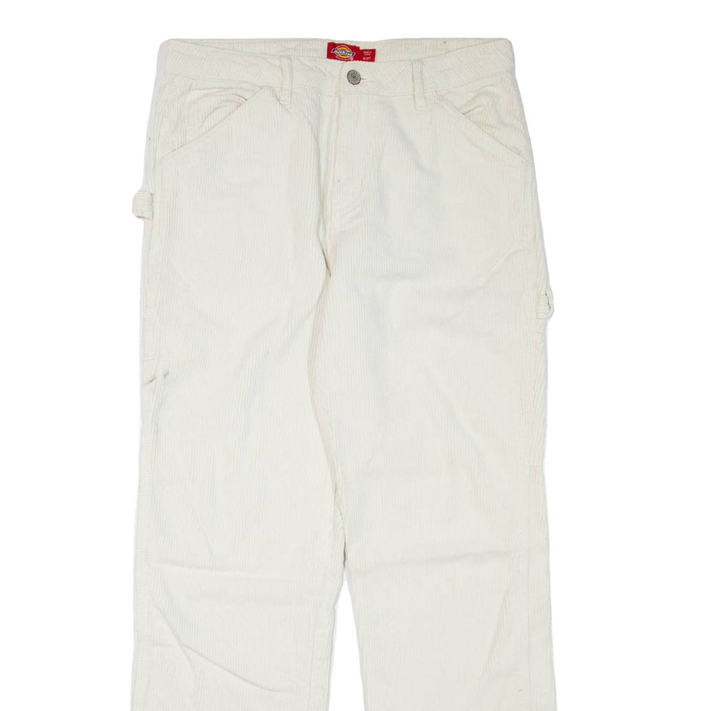 DICKIES Womens Corduroy Trousers White Regular Straight W30 L32