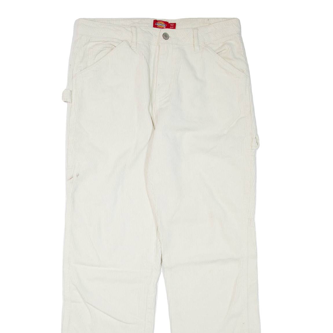 DICKIES Womens Corduroy Trousers White Regular Straight W30 L32
