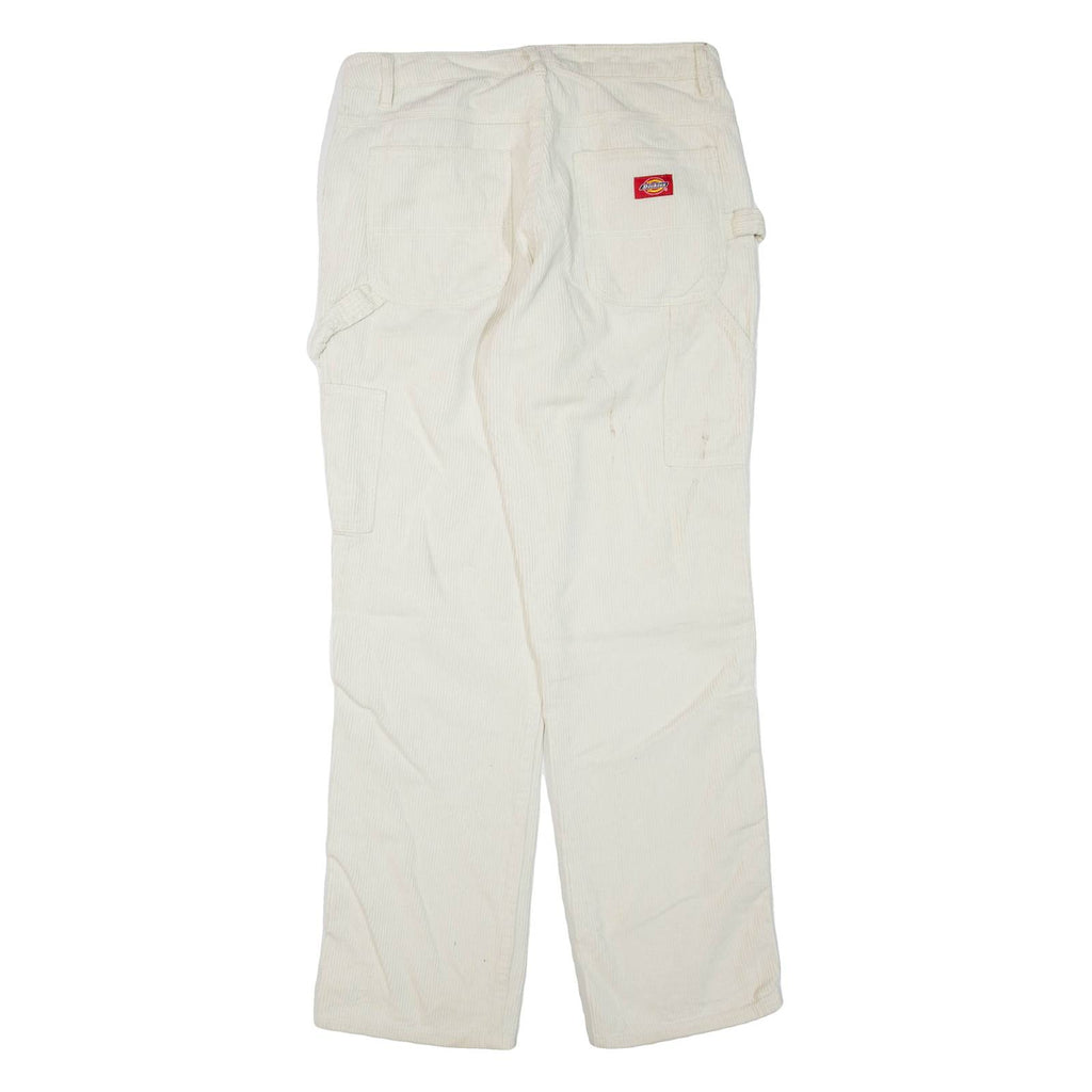 DICKIES Womens Corduroy Trousers White Regular Straight W30 L32