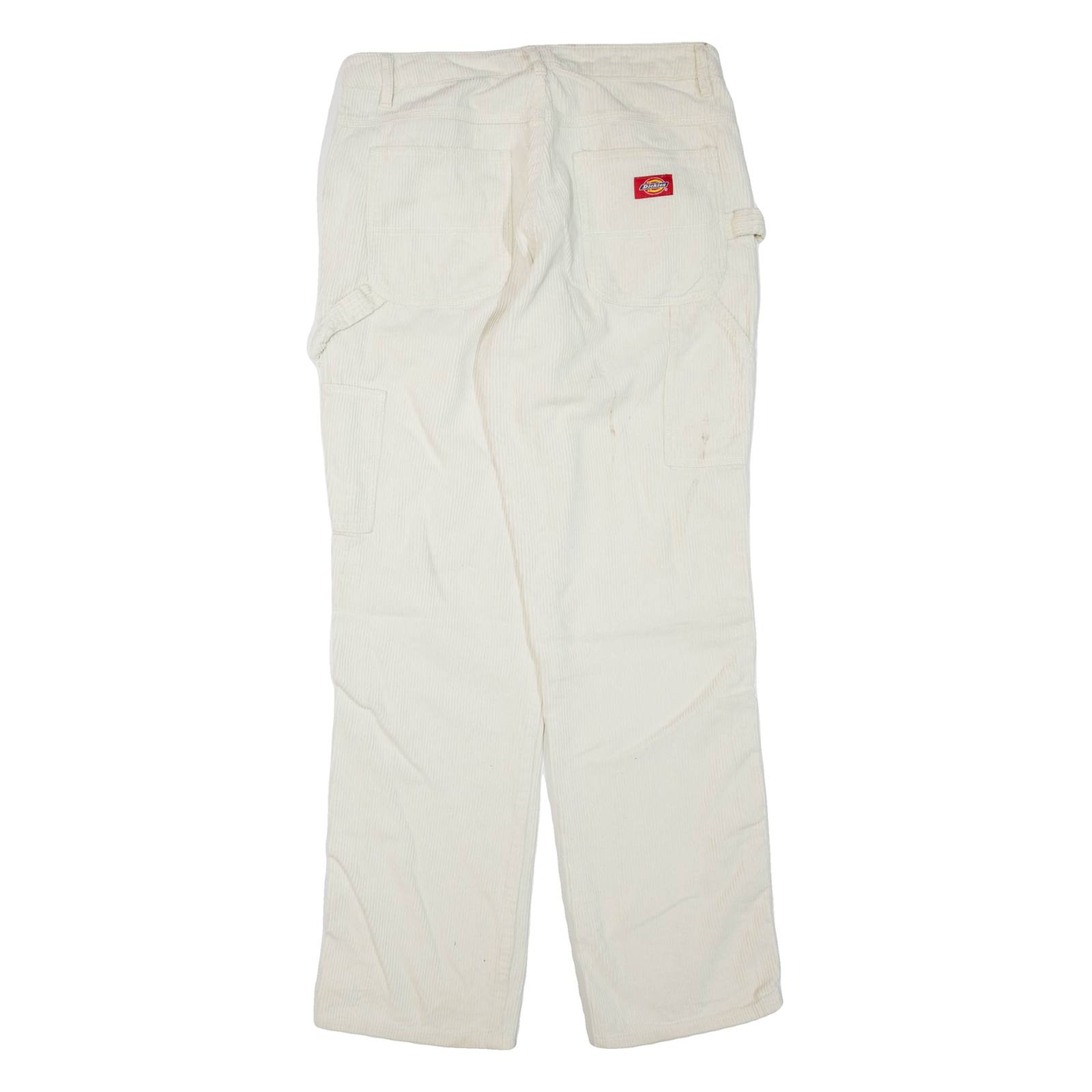 DICKIES Womens Corduroy Trousers White Regular Straight W30 L32