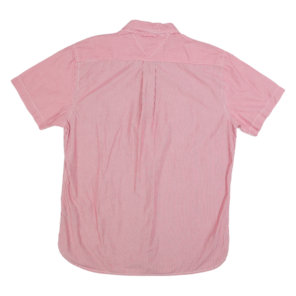 TOMMY HILFIGER Mens Red & White Stripe Shirt Cotton Blend M Casual Classic