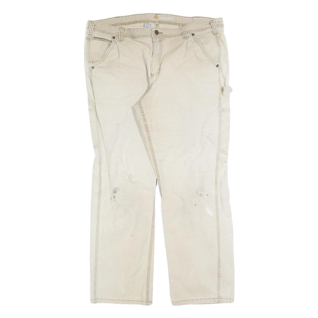 CARHARTT Womens Cotton Blend Beige Regular Straight Trousers W36 L30 Workwear