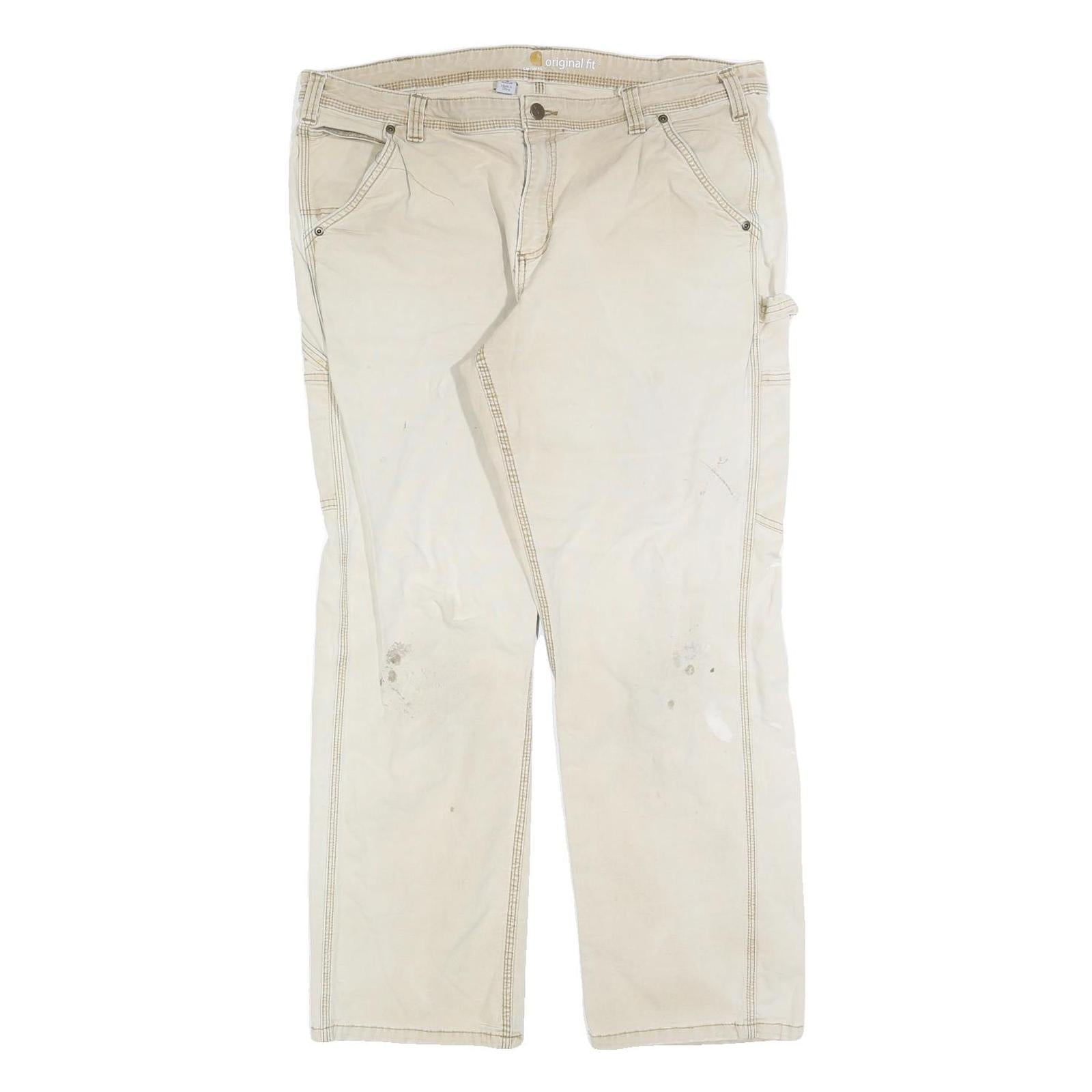 CARHARTT Womens Cotton Blend Beige Regular Straight Trousers W36 L30 Workwear