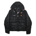ELLESSE Womens Black Reversible Puffer Jacket UK 10 Polyester Zip Hooded Plain