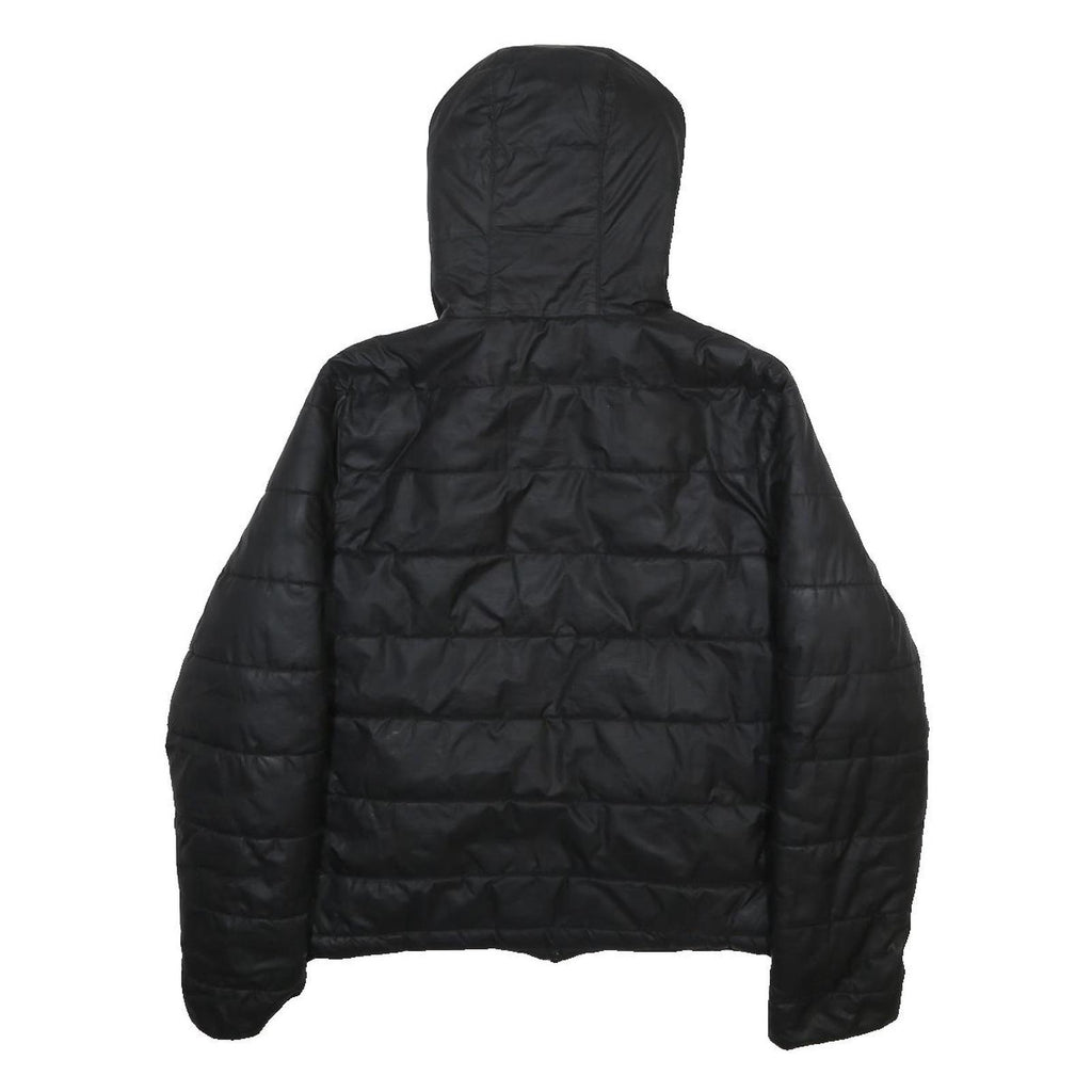 ELLESSE Womens Black Reversible Puffer Jacket UK 10 Polyester Zip Hooded Plain