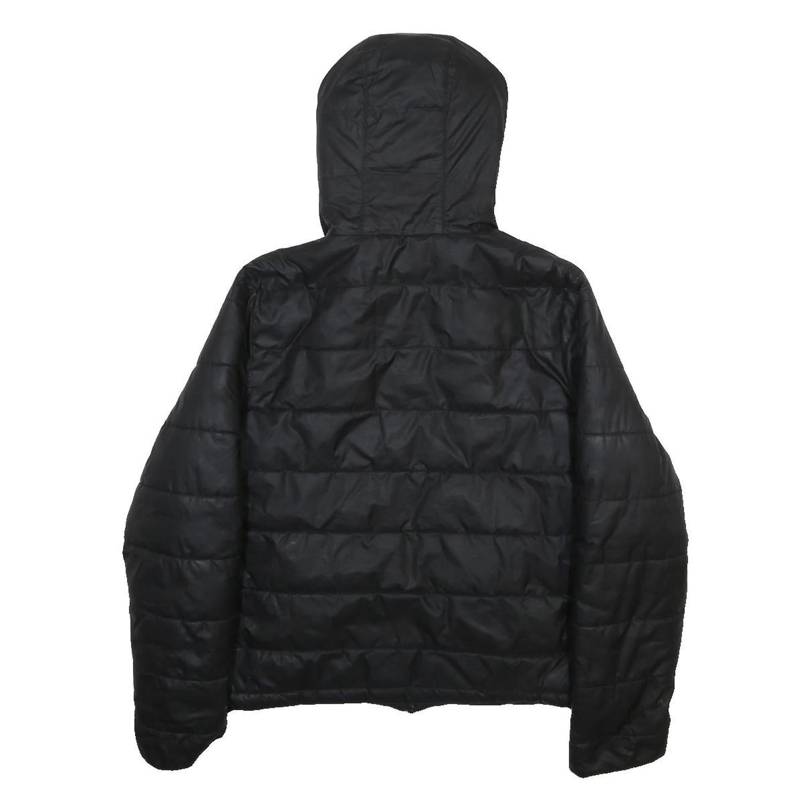 ELLESSE Womens Black Reversible Puffer Jacket UK 10 Polyester Zip Hooded Plain