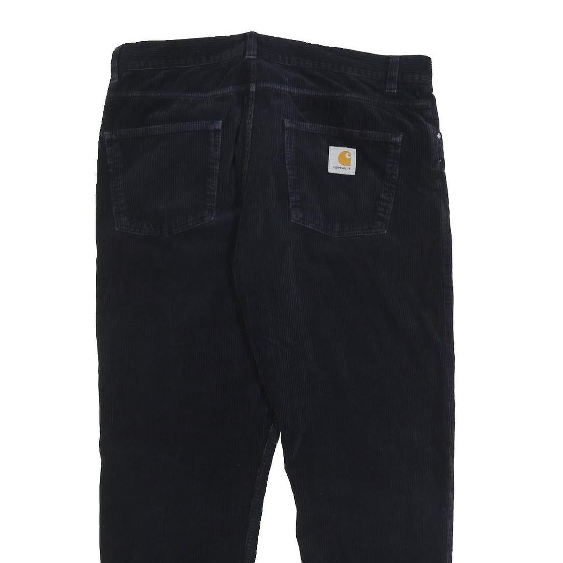 CARHARTT WIP Mens Cotton Slim Black Corduroy Trousers W33 L29 Comfortable