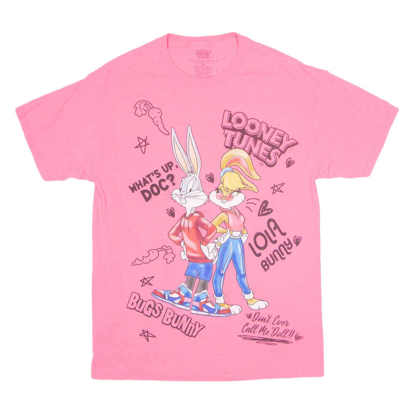LOONEY TUNES Neon Bugs Bunny Womens T-Shirt Pink USA M