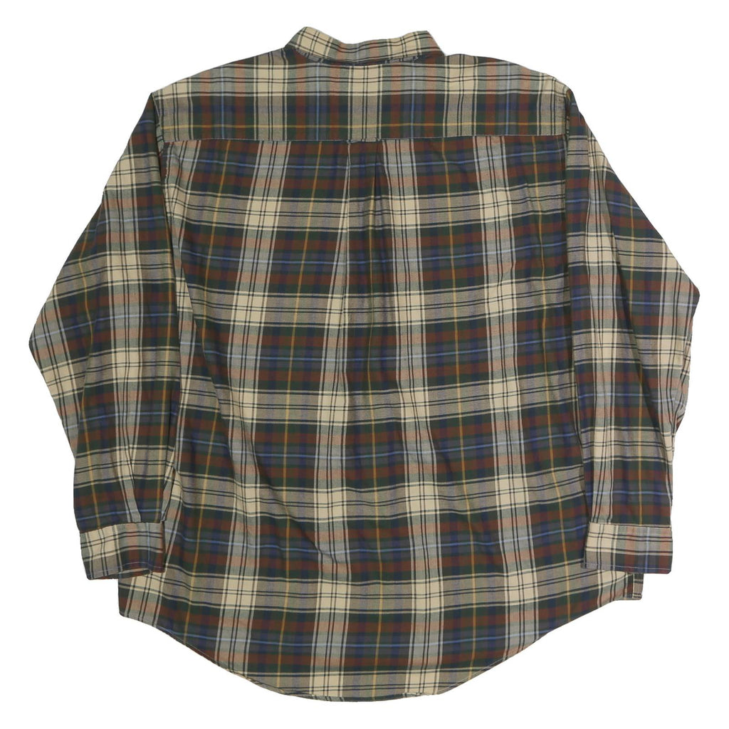 NAUTICA Mens Blue Beige Green Plaid Shirt XL Button-Down Long Sleeve Cotton