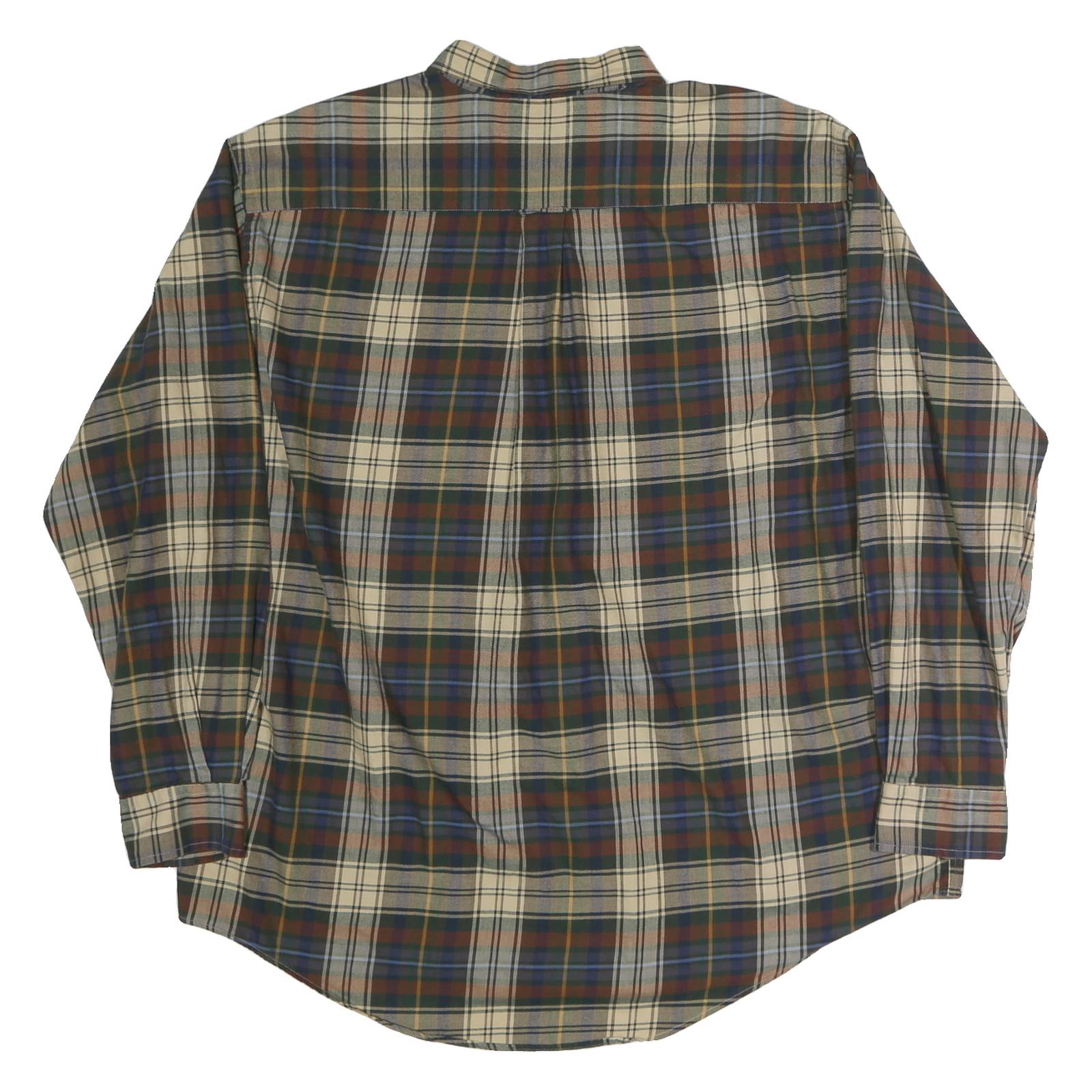NAUTICA Mens Blue Beige Green Plaid Shirt XL Button-Down Long Sleeve Cotton